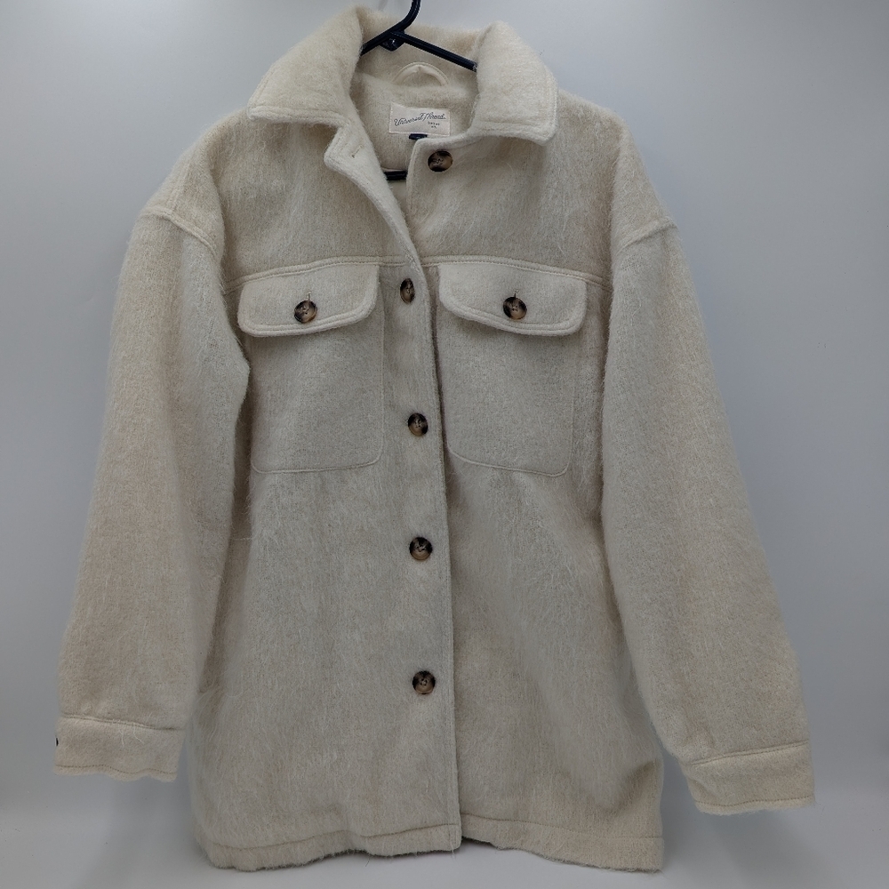 Universal Thread Cozycore Heavy Textured Wool Blend Jacket Coat Ivory Size XS